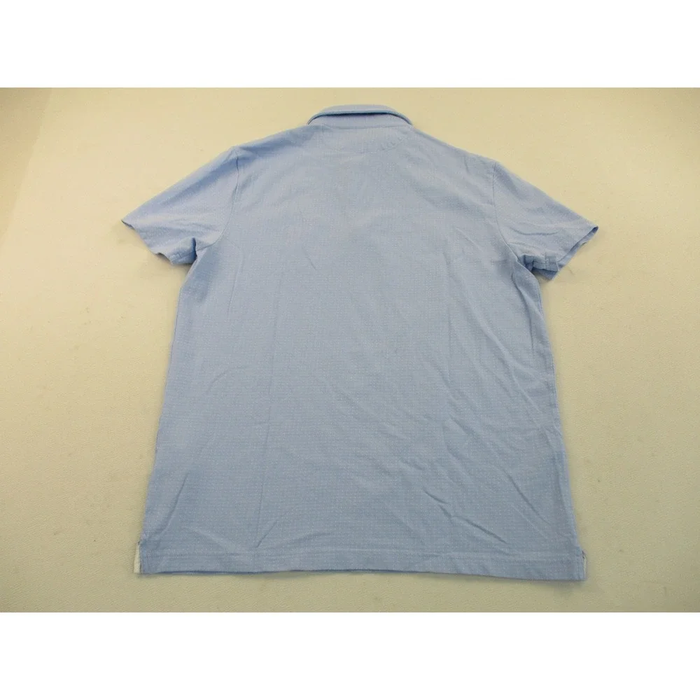 Banana Republic Polo Shirt Mens L Blue Performance Pique Short Sleeve Pocket Dot